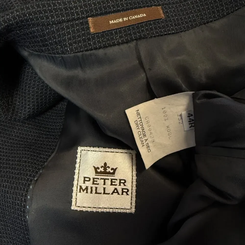 Peter Millar us44r men’s grey 100% wool suit jacket 2 dots blazer